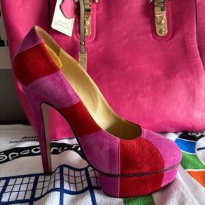 Stylish Pink and Red Women's Heels
